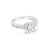 14K White Gold Cluster Diamond Engagement Ring