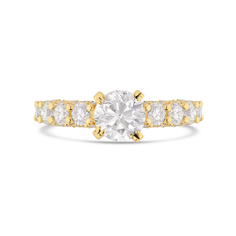 14K Yellow Gold Round Diamond Engagement Ring