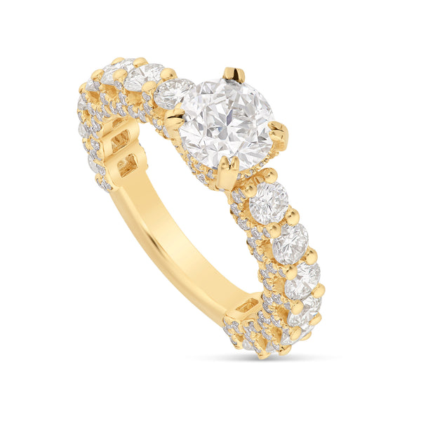 14K Yellow Gold Round Diamond Engagement Ring
