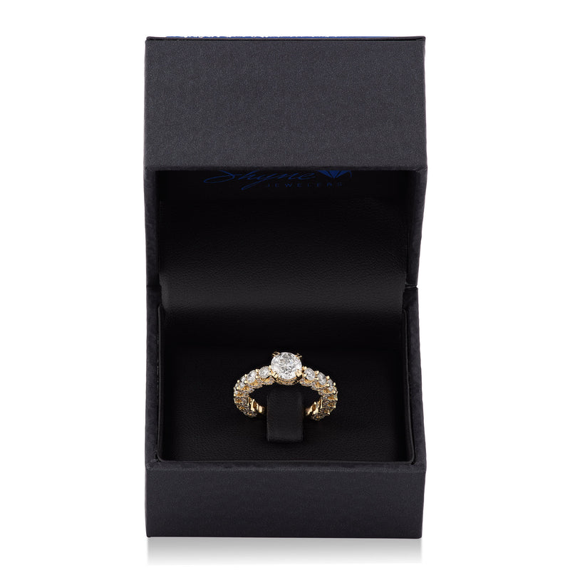 14K Yellow Gold Round Diamond Engagement Ring