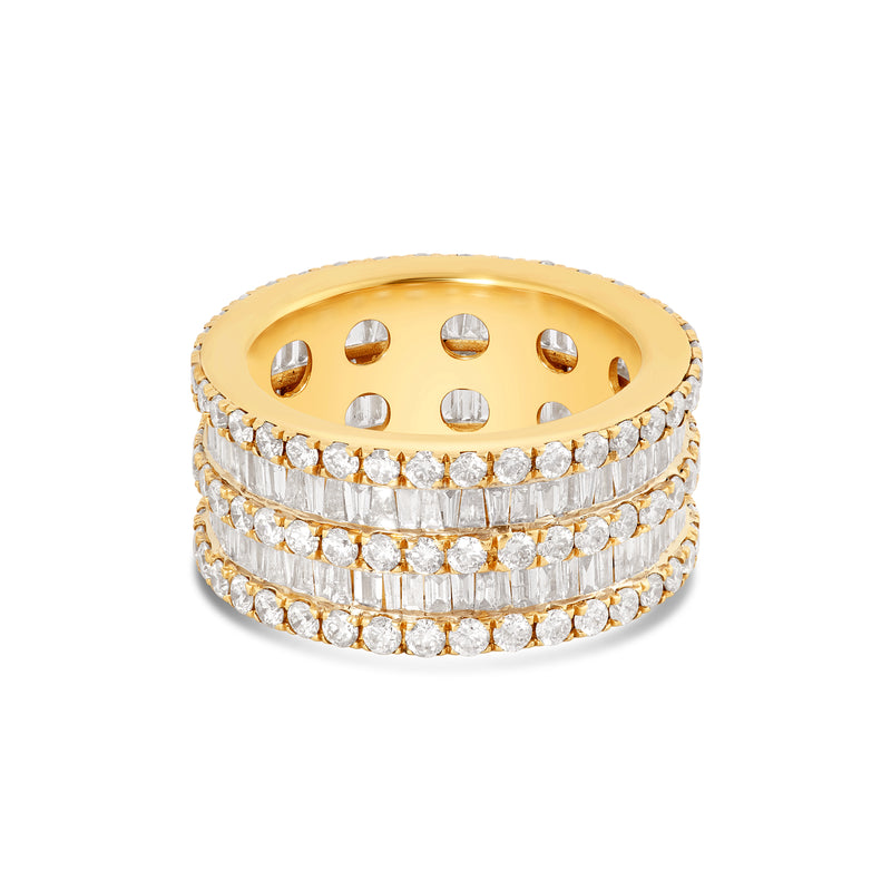 5-Row Baguette & Round Diamond Eternity Band