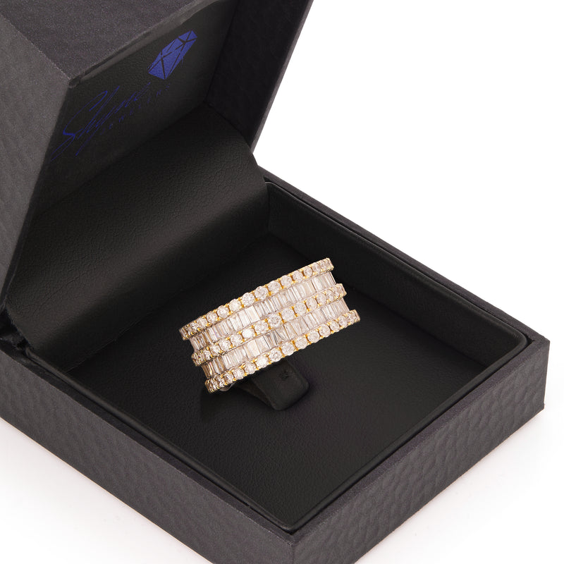 5-Row Baguette & Round Diamond Eternity Band