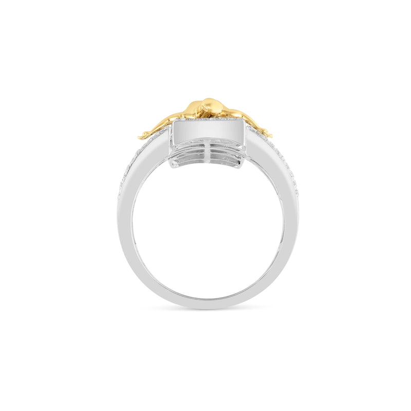 14K Two-Tone Crucifix Ring