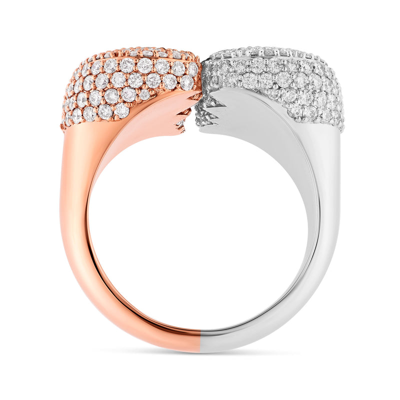10K Two-Tone Gold Diamond Broken Heart Bubble Ring
