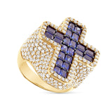 Diamond & Emerald Sapphire Cross Statement Ring