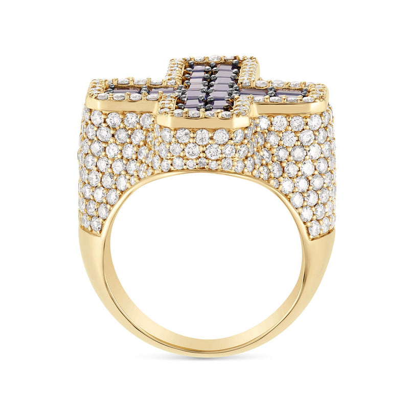 Diamond & Emerald Sapphire Cross Statement Ring