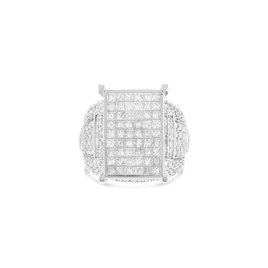Statement 10k White Gold Diamond Fashion Ring
