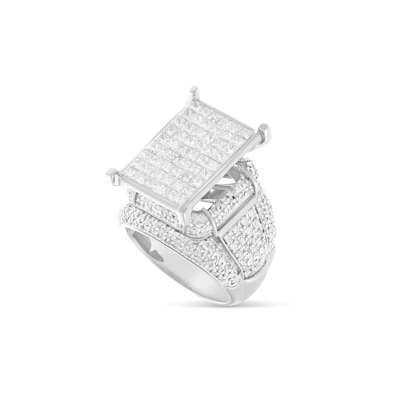 Statement 10k White Gold Diamond Fashion Ring