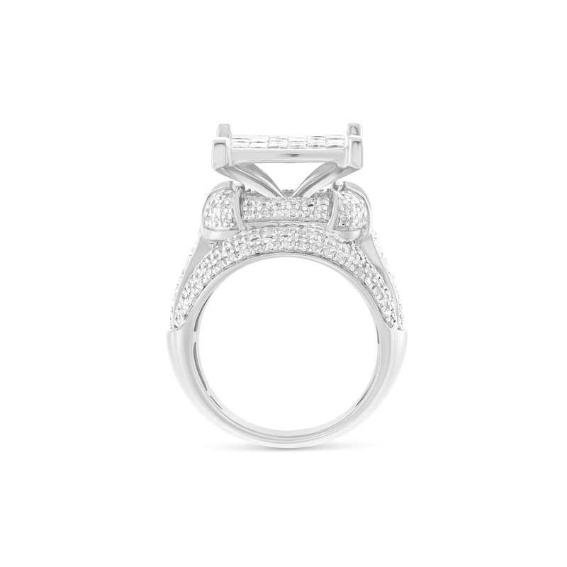Statement 10k White Gold Diamond Fashion Ring