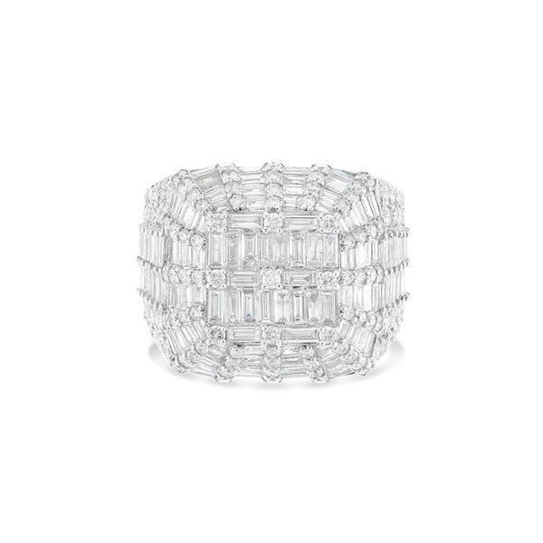 Unique Baguette & Round Diamond 5.33 Carat Statement Diamond Ring