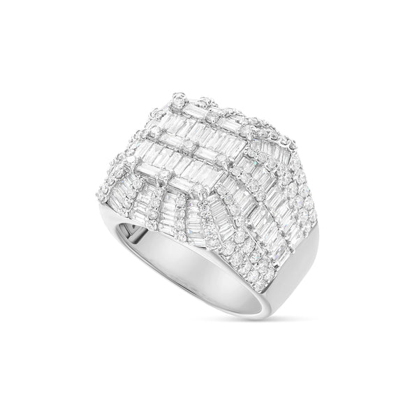 Unique Baguette & Round Diamond 5.33 Carat Statement Diamond Ring