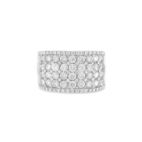 Multi Row Diamond Half Eternity Statement Ring