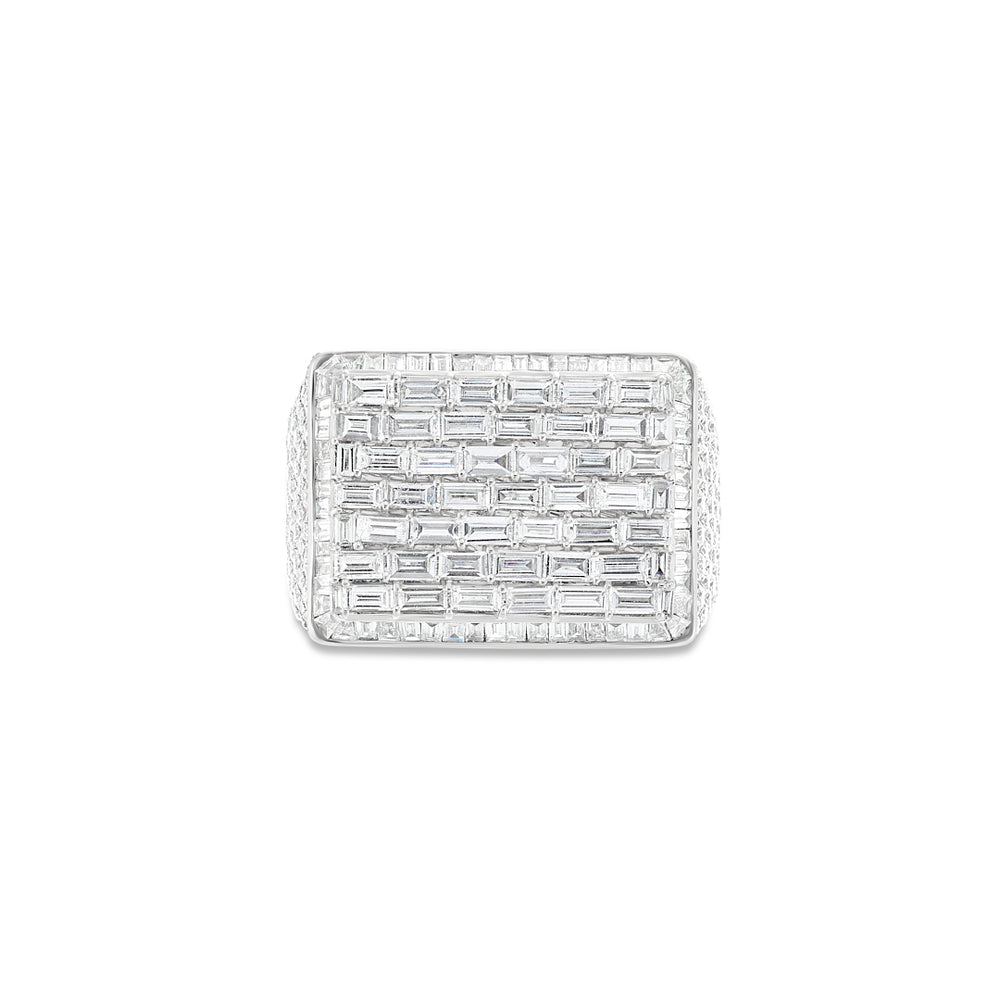 Men's 18k White Gold Baguette Diamond Fashion Ring  SHYNE JEWELERS