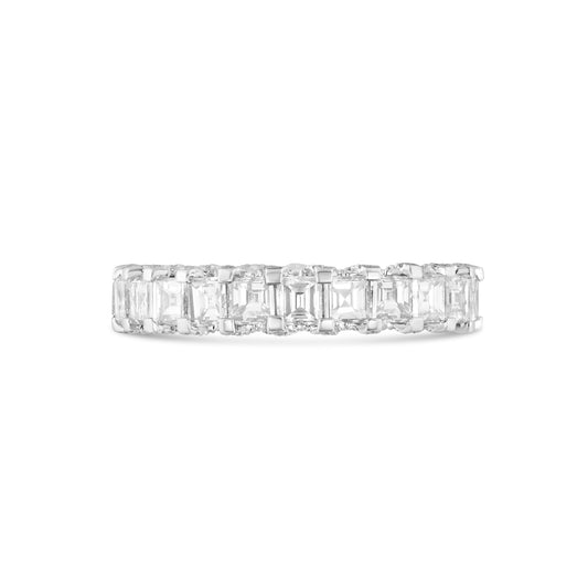 14k White Gold with Emerald Diamond Eternity Band Ring