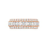 14k Rose Gold Emerald & Round Diamond Men's Eternity Band