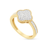 14k Gold Diamond Clover Ring