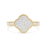14k Gold Diamond Clover Ring