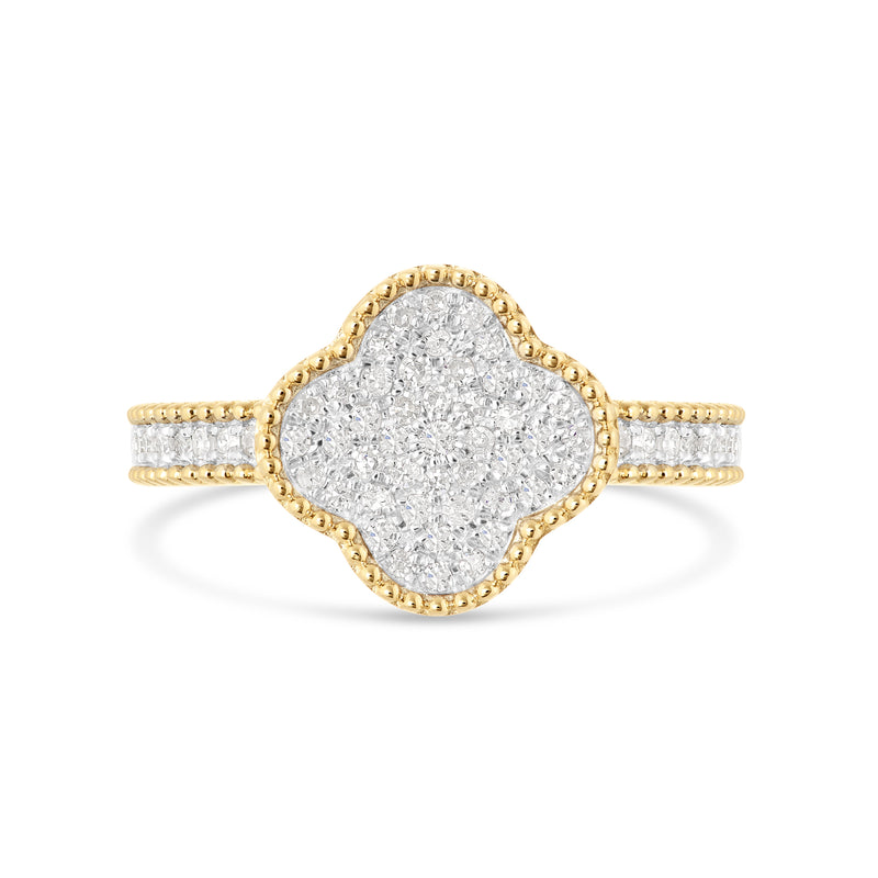 14k Gold Diamond Clover Ring