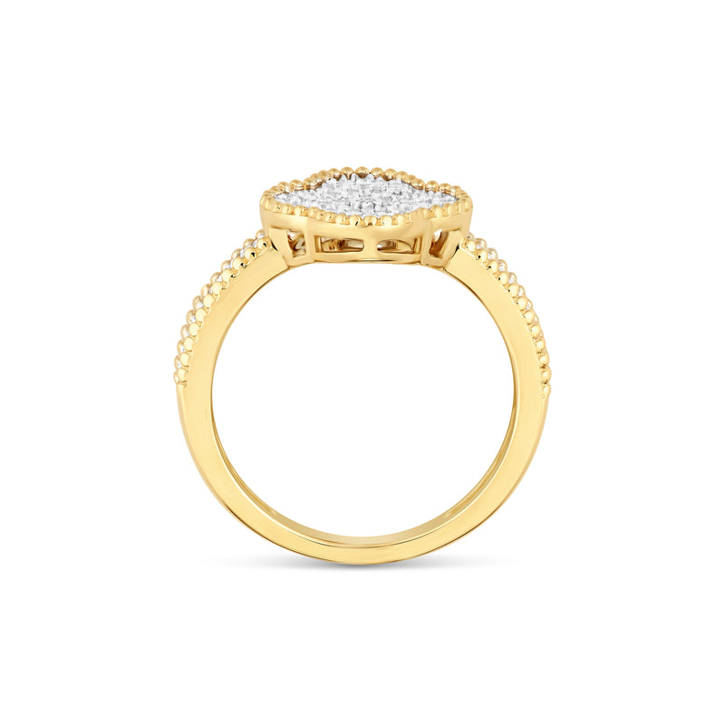 14k Gold Diamond Clover Ring