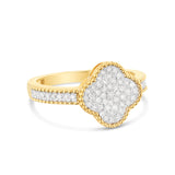 14k Gold Diamond Clover Ring