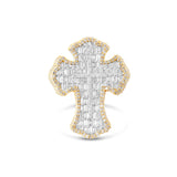 Yellow Gold 5 carat Baguette Diamond Cross Statement Ring