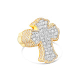 Yellow Gold 5 carat Baguette Diamond Cross Statement Ring
