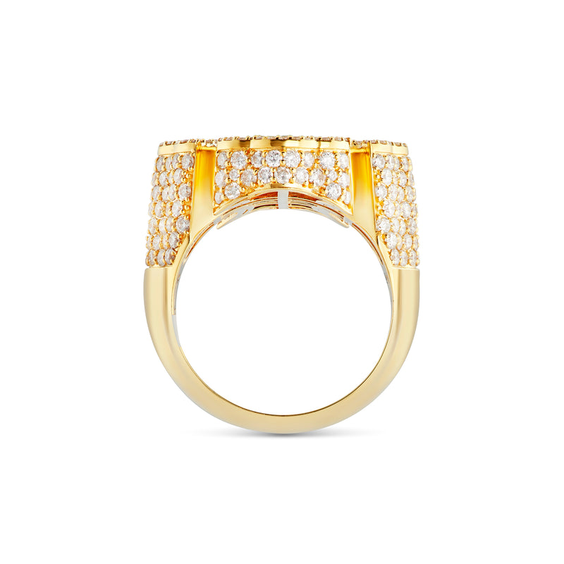 Yellow Gold 5 carat Baguette Diamond Cross Statement Ring