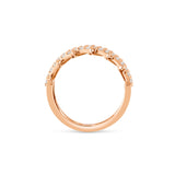 10K Rose Gold Diamond half Cuban Ring