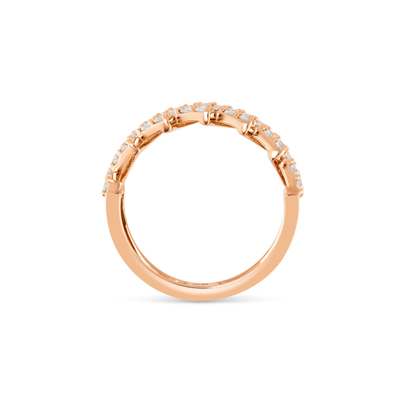 10K Rose Gold Diamond half Cuban Ring