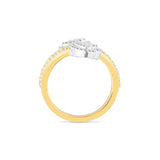 Two-Tone Solid Gold baguette diamond heart Wrap ring