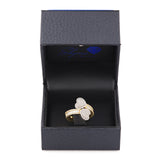 Two-Tone Solid Gold baguette diamond heart Wrap ring