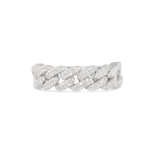 White Gold Cuban Diamond Ring