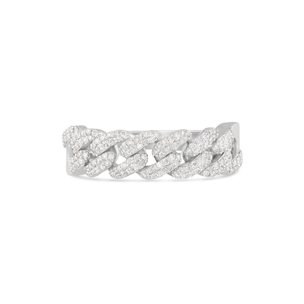 White Gold Cuban Diamond Ring