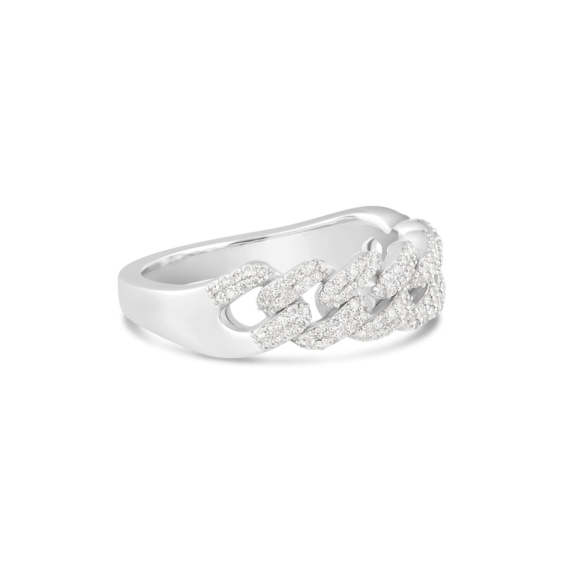 White Gold Cuban Diamond Ring