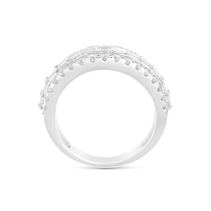 His and Hers Baguette & Round Diamond Trio Ring Set