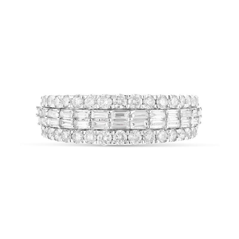 His and Hers Baguette & Round Diamond Trio Ring Set