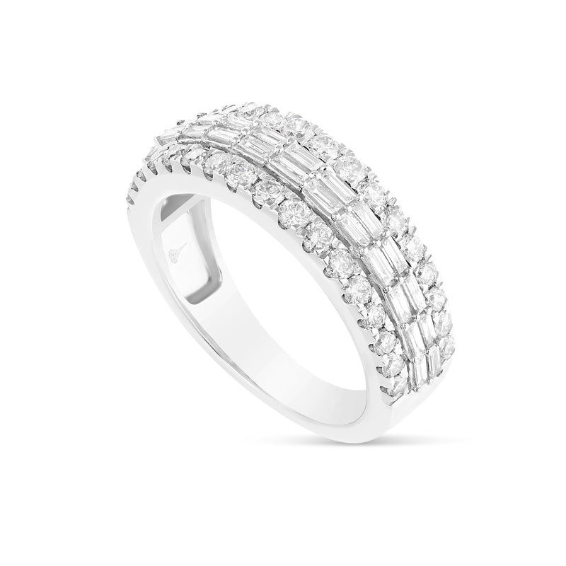 His and Hers Baguette & Round Diamond Trio Ring Set