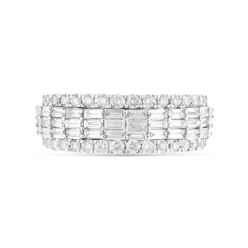 His and Hers Baguette & Round Diamond Trio Ring Set