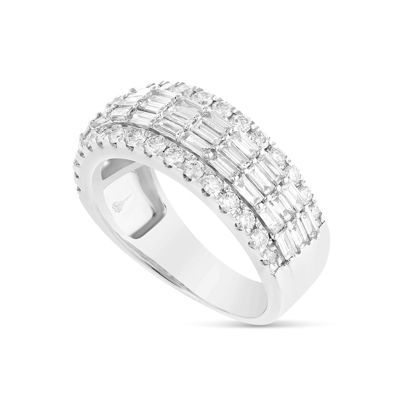 His and Hers Baguette & Round Diamond Trio Ring Set