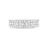 14K Solid White Gold Natural Diamond 3 Rings Set