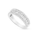 14K Solid White Gold Natural Diamond 3 Rings Set