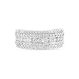 14K Solid White Gold Natural Diamond 3 Rings Set