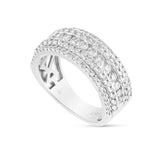 14K Solid White Gold Natural Diamond 3 Rings Set