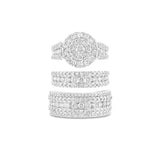 14K Solid White Gold Natural Diamond 3 Rings Set
