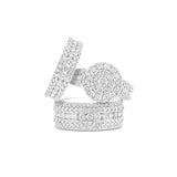 14K Solid White Gold Natural Diamond 3 Rings Set