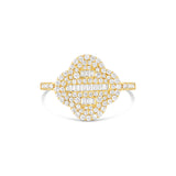 10k Yellow Gold Round and Baguette Diamond Clover Ring