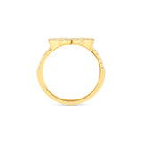 10k Yellow Gold Round and Baguette Diamond Clover Ring
