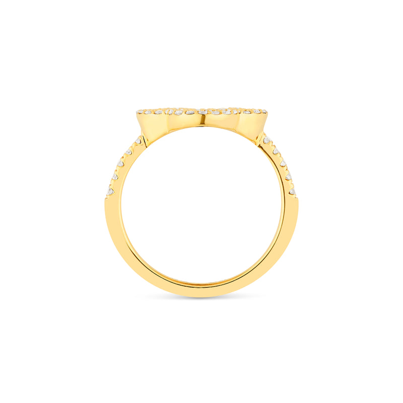 10k Yellow Gold Round and Baguette Diamond Clover Ring