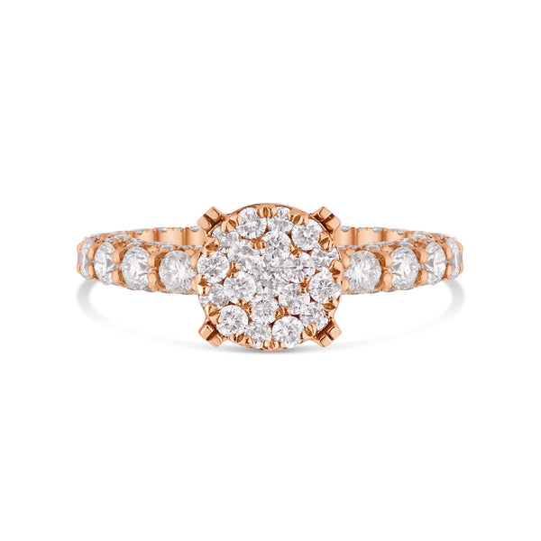 14K Rose Gold Cluster Diamond Ring