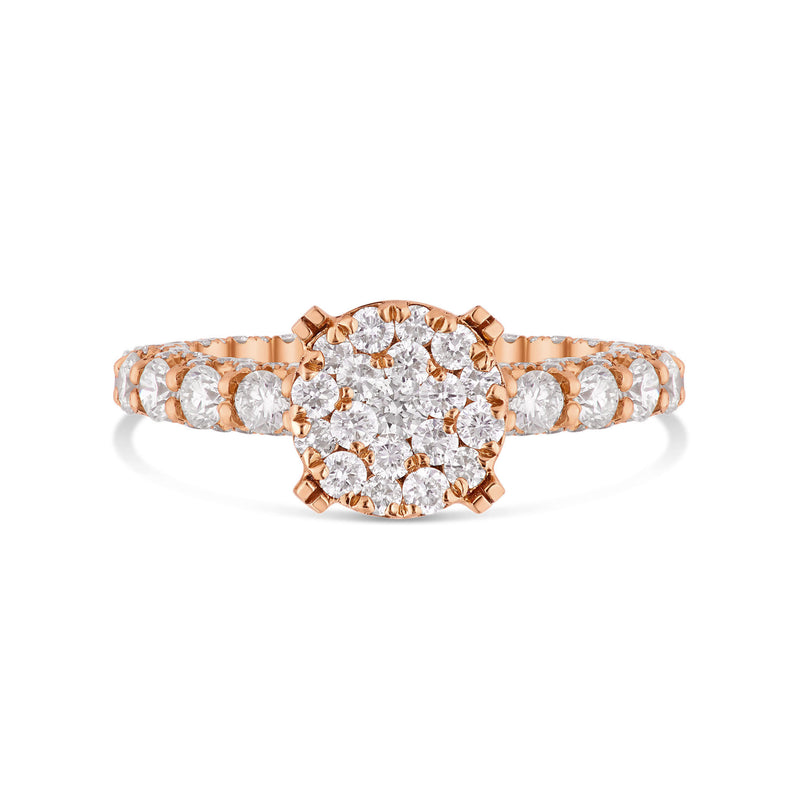 14K Rose Gold Cluster Diamond Ring